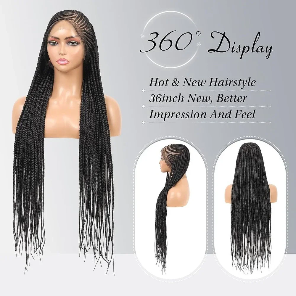 [36 INCH] Cornrow Lemonade Side Part Lace Front Wig with Baby Hair - Picture 2 of 7